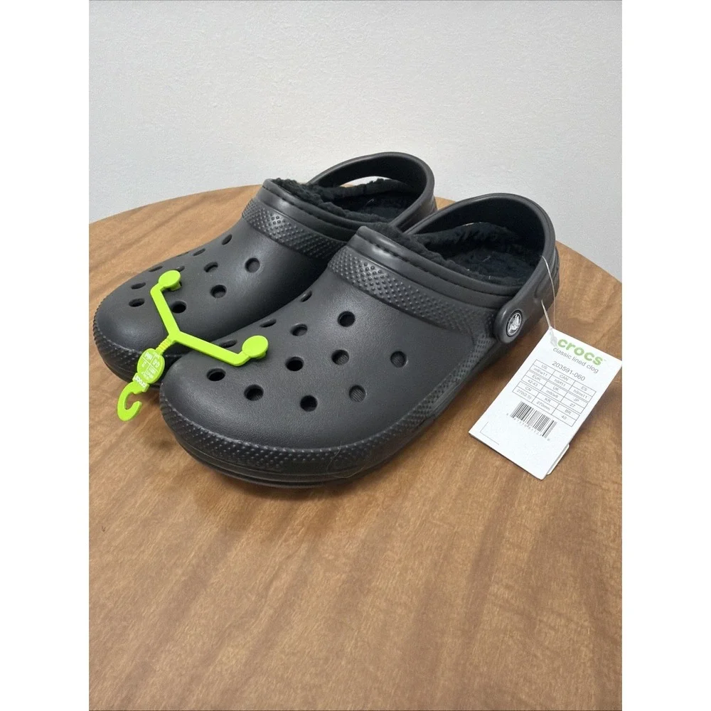 Crocs Classic Fleece Lined Fuzzy Clog Black US M9/W11 NWT slip on‎ warm comfy